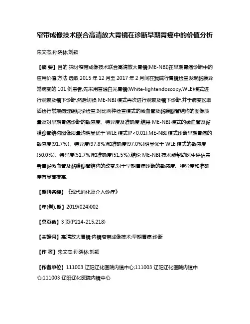 窄带成像技术联合高清放大胃镜在诊断早期胃癌中的价值分析