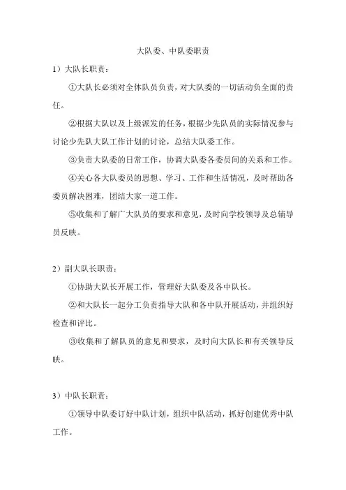 大队委、中队委职责
