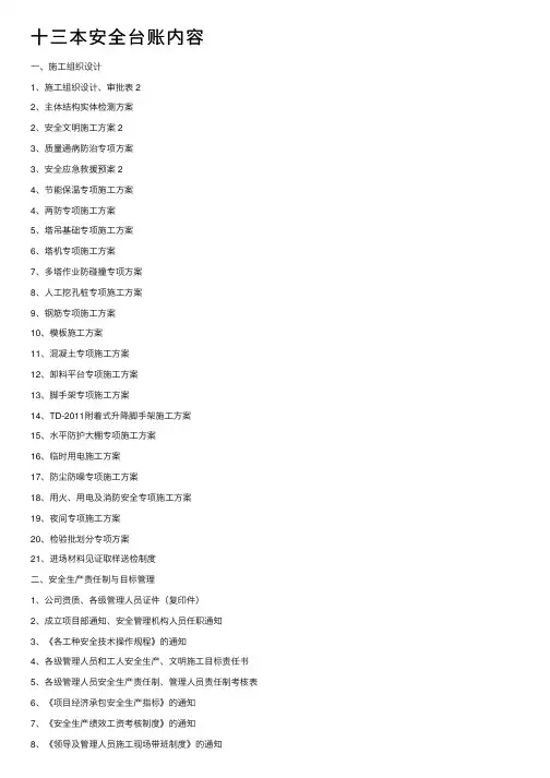 十三本安全台账内容