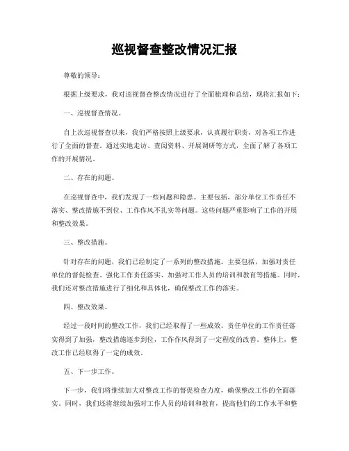 巡视督查整改情况汇报