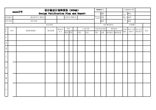 产品设计验证计划