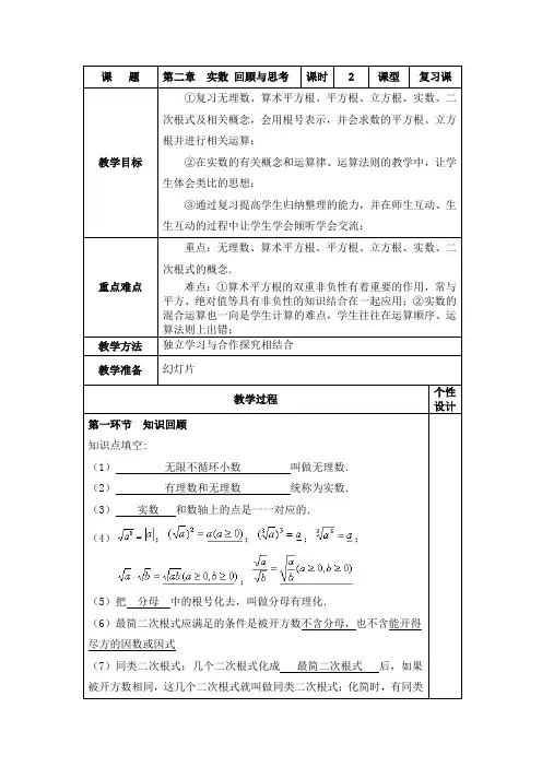 实数回顾与思考