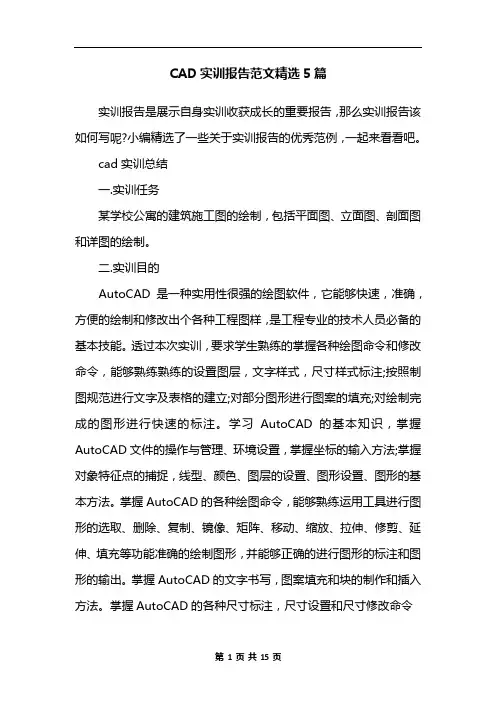 CAD实训报告范文精选5篇