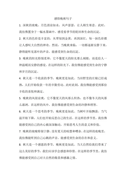 感悟晚秋句子