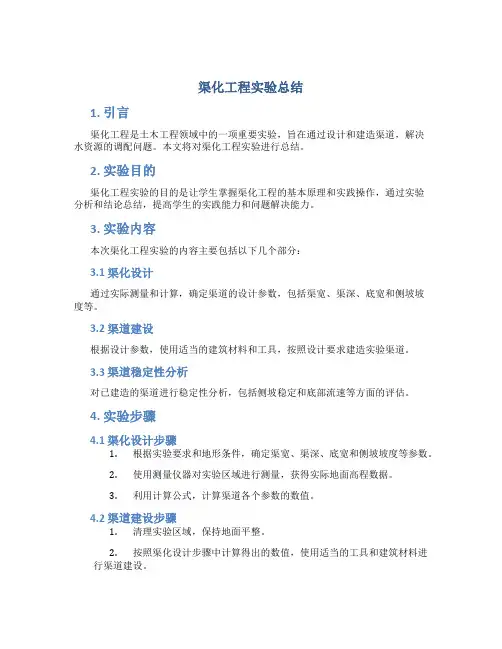 渠化工程实验总结