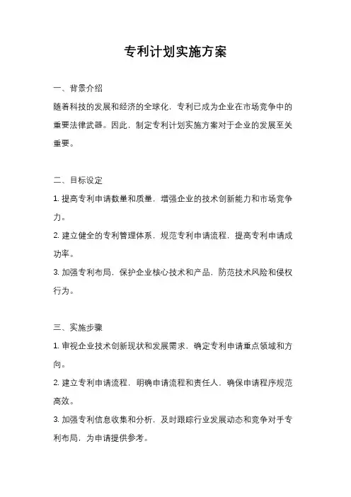 专利计划实施方案