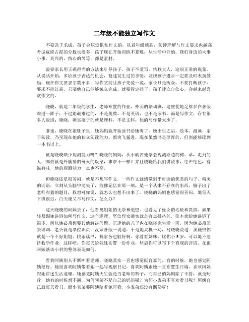 二年级不能独立写作文