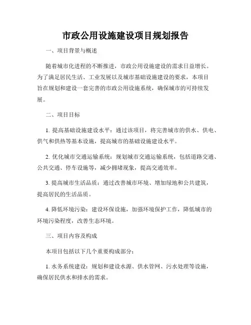 市政公用设施建设项目规划报告