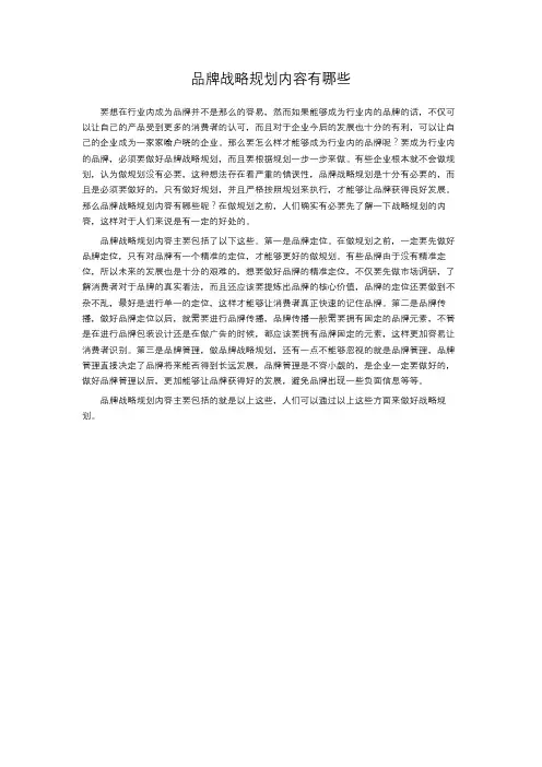 品牌战略规划内容有哪些