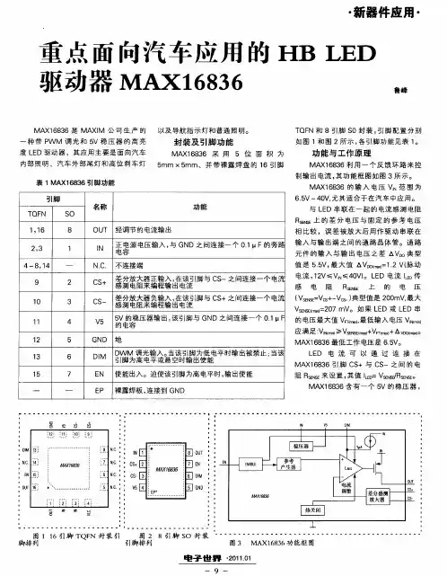 重点面向汽车应用的HBLED驱动器MAX16836