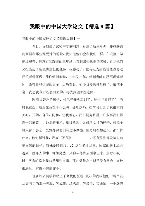 我眼中的中国大学论文【3篇】