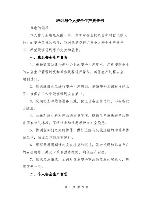 班组与个人安全生产责任书
