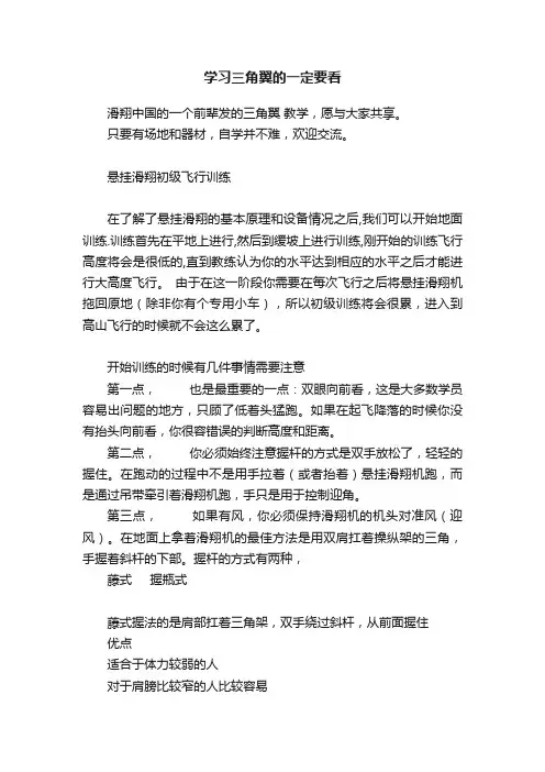 学习三角翼的一定要看