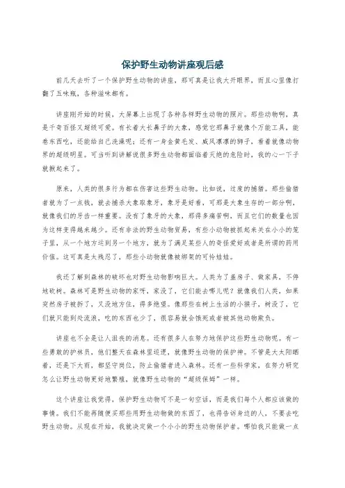 保护野生动物讲座观后感