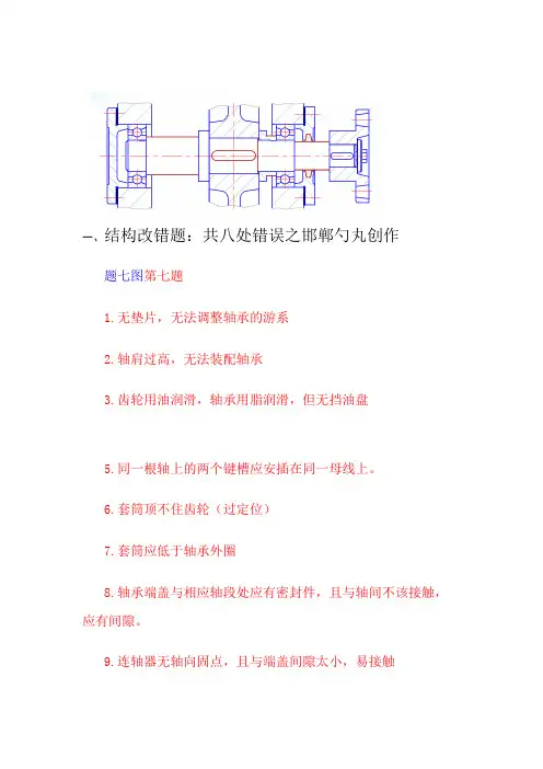 机械设计结构改错题
