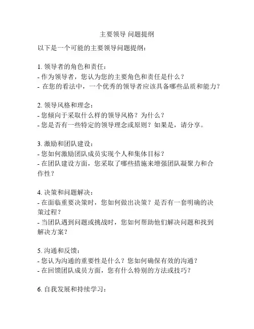 主要领导 问题提纲
