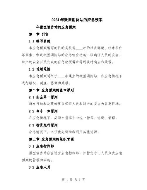 2024年微型消防站的应急预案