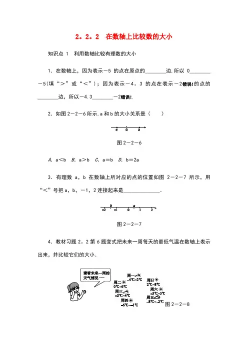 七年级数学上册 2.2 数轴 2.2.2 在数轴上比较数的大小同步练习 (新版)华东师大版