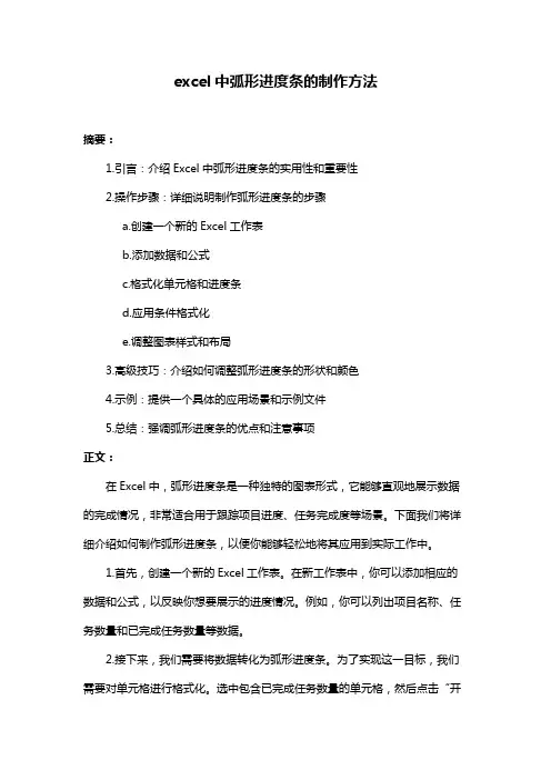 excel中弧形进度条的制作方法