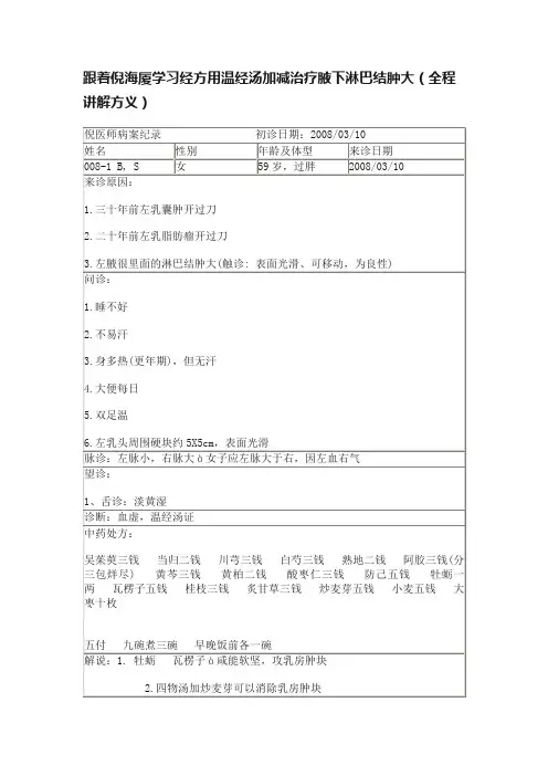 跟着倪海厦学习经方用温经汤加减治疗腋下淋巴结肿大（全程讲解方义）