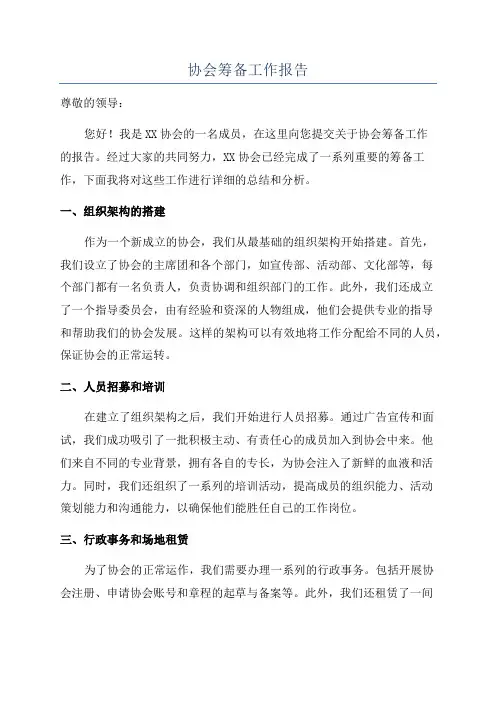 协会筹备工作报告