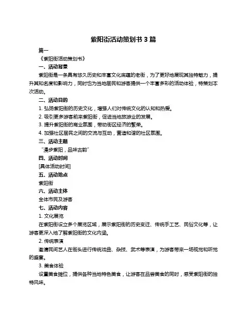 紫阳街活动策划书3篇