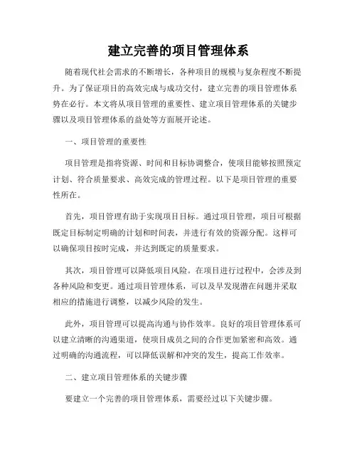 建立完善的项目管理体系
