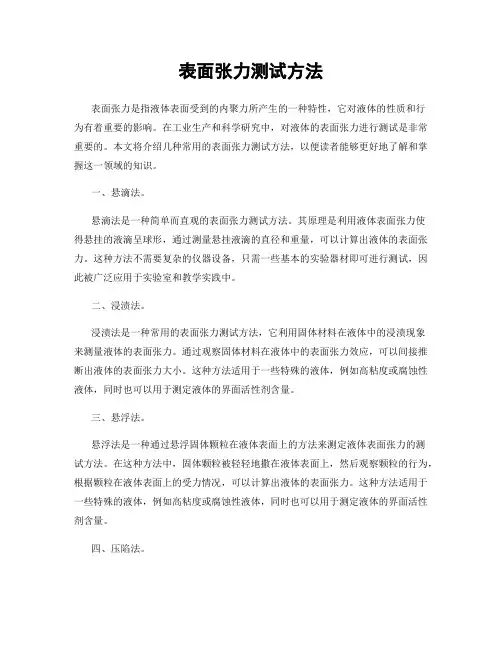 表面张力测试方法