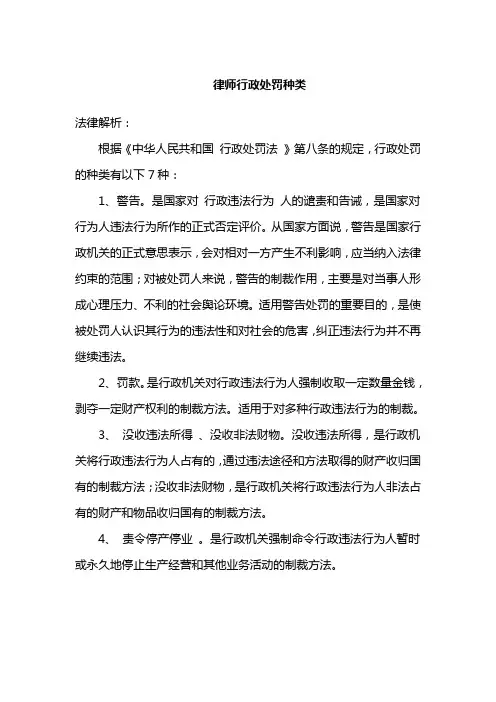 律师行政处罚种类
