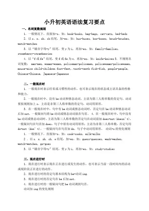 小升初英语语法复习要点归纳(人教版)