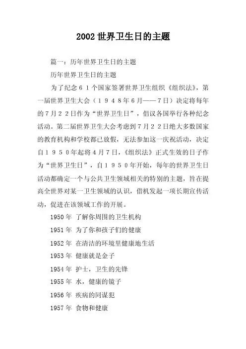 2002世界卫生日的主题