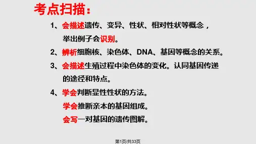 初中生物生物的遗传和变异复习课PPT课件