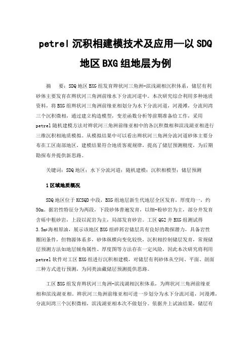 petrel沉积相建模技术及应用—以SDQ地区BXG组地层为例