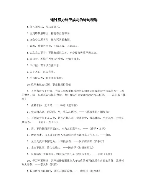 通过努力终于成功的诗句精选