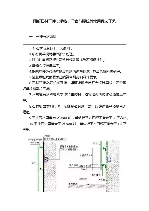 图解石材干挂，湿帖，门窗与腰线等常用做法工艺