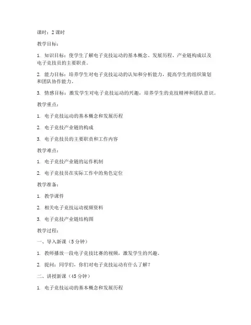 电竞专业上课教案模板范文