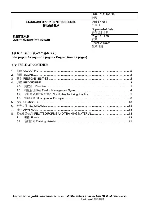 质量管理体系文件