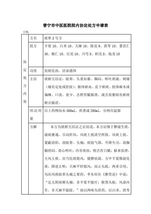 协定方处方申请表2