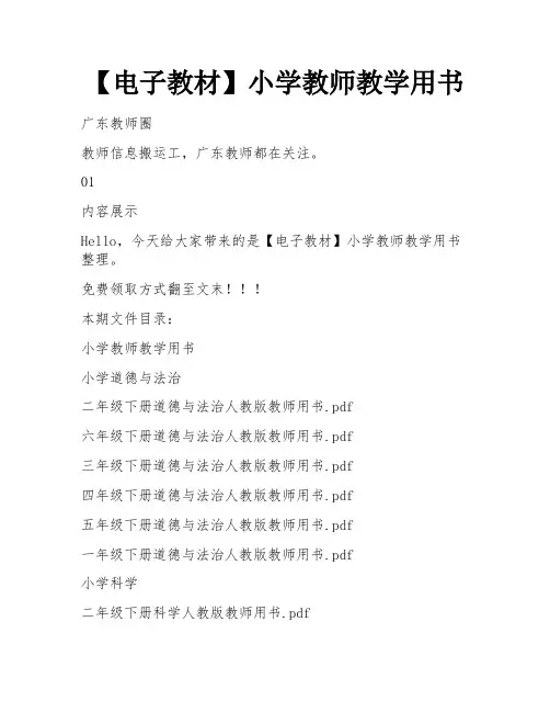 【电子教材】小学教师教学用书