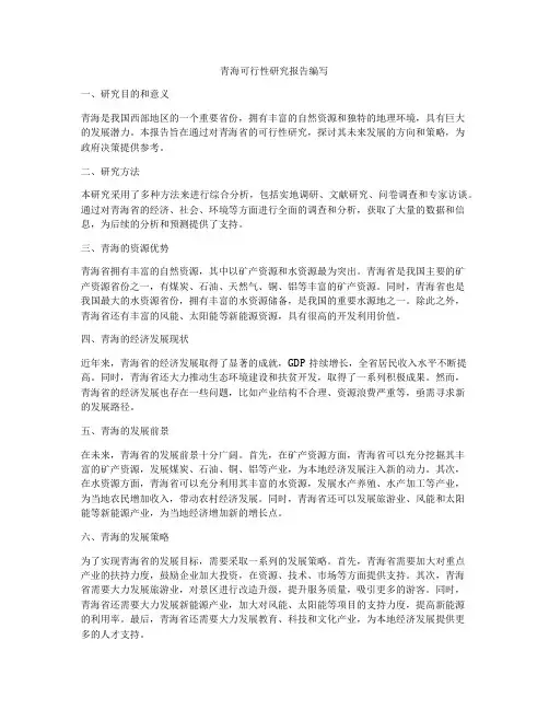 青海可行性研究报告编写