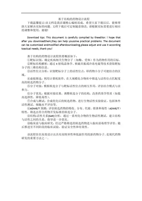基于结构的药物设计流程