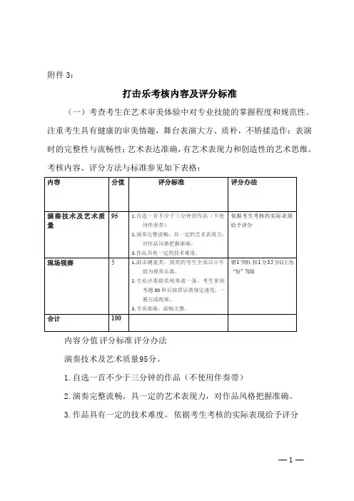 打击乐考核内容及评分标准