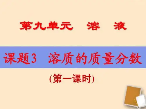 九年级化学《溶质质量分数》第一课时课件