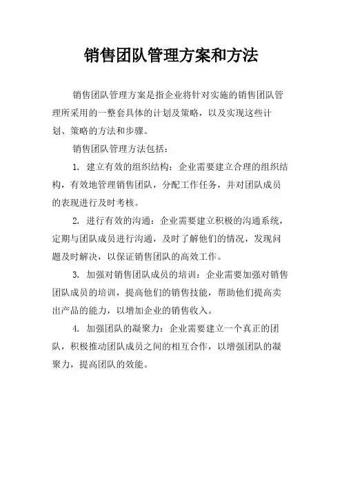 销售团队管理方案和方法
