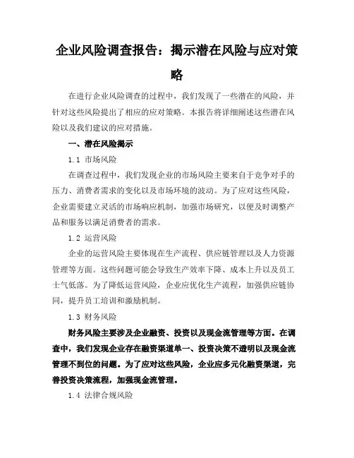 企业风险调查报告：揭示潜在风险与应对策略