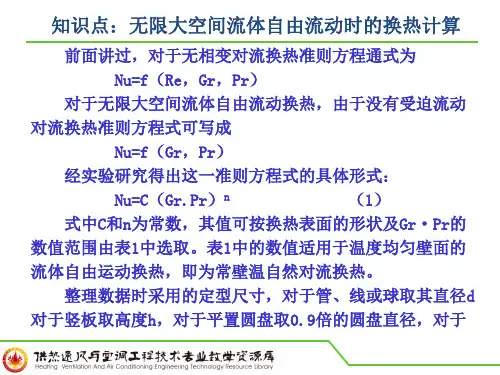 知识点：无限大空间流体自由流动时的换热计算PPT讲解