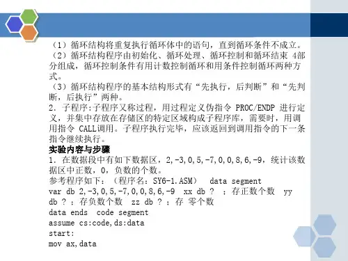 实验六循环子程序结构程序设计