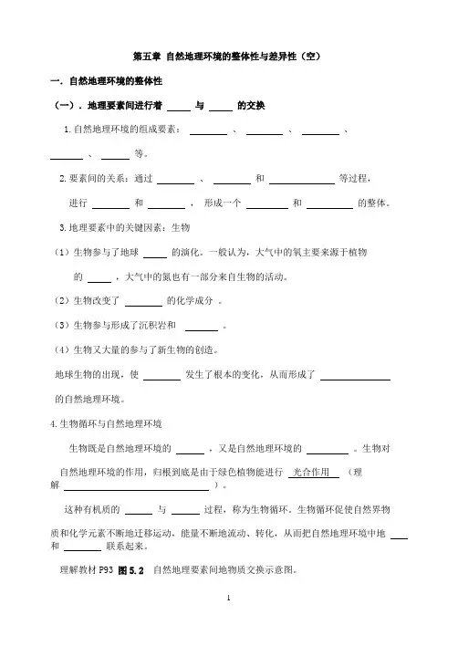 自然地理环境的整体性与差异性(空)