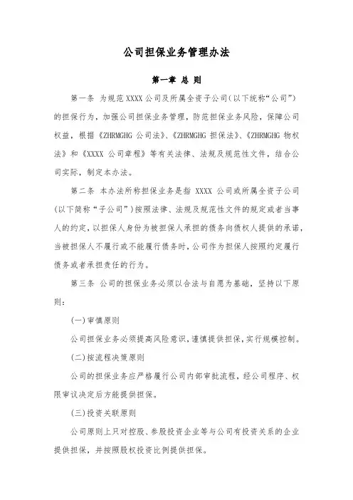 公司担保业务管理办法