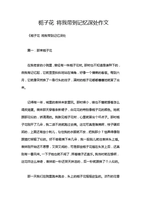 栀子花 将我带到记忆深处作文
